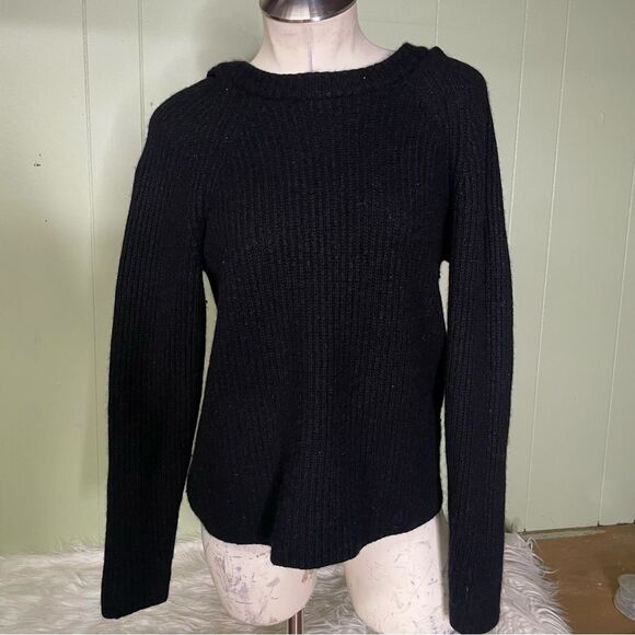Vince Wool Cashmere Raglan Hoodie Sweater Black Womens Size Small - Picture 3 of 7